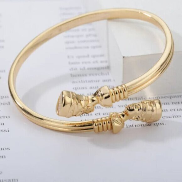 Egyptian Queen Nefertiti Bangles African Gold Bracelet - Picture 4 of 7